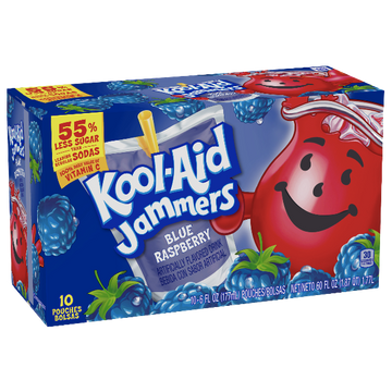 Kool-Aid Jammers, Sours Shockin' Blue Raspberry, 10 Ct - Water Butlers