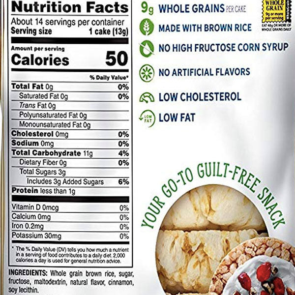 quaker rice cakes nutrition information