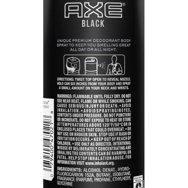 Axe Xl Black Body Spray Deodorant For Men 5 1 Oz