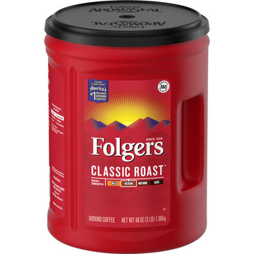 Folgers Half Caff Ground Coffee, Medium Roast, 22.6-Ounce Canister