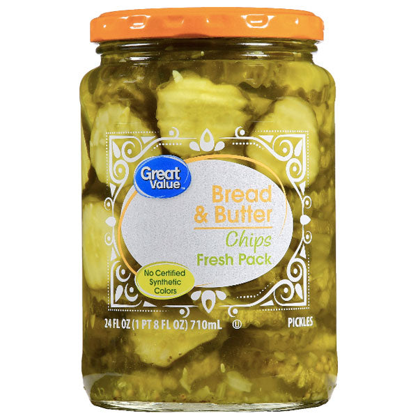 Great Value Bread Butter Pickle Chips 24 Fl Oz Water Butlers