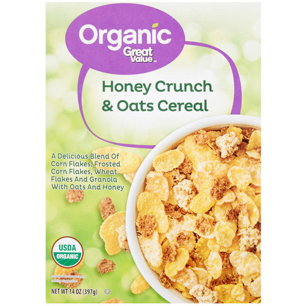 Great Value Organic Honey Crunch Oats Breakfast Cereal 14 Oz