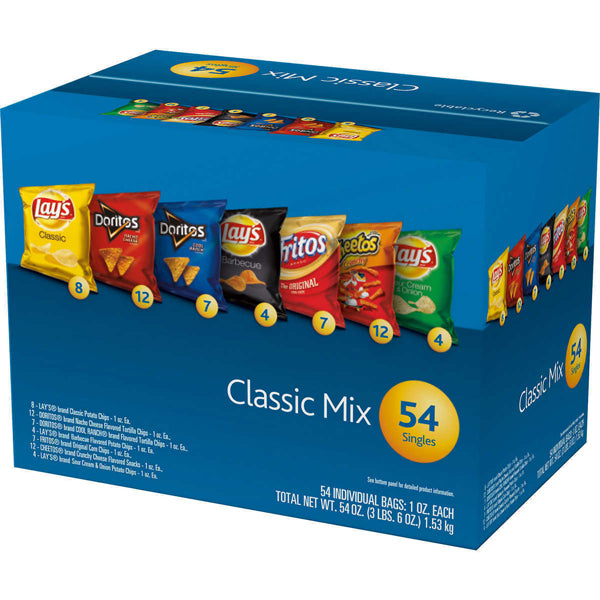 Frito Lay Chips Classic Mix Variety Pack, 54 Count | Water