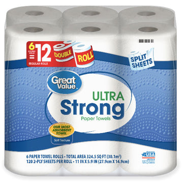 Great Value Soft & Strong Premium Toilet Paper, 18 Mega Rolls