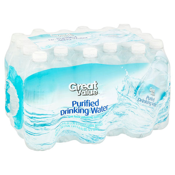 Great Value Purified Drinking Water, 16.9 Fl. Oz., 24 Count