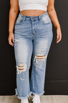 RISEN Joslyn Distressed Straight Leg Jeans