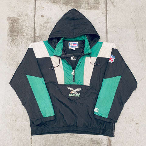 Philadelphia Eagles: 1990's Fullzip Feather Down Starter Trench