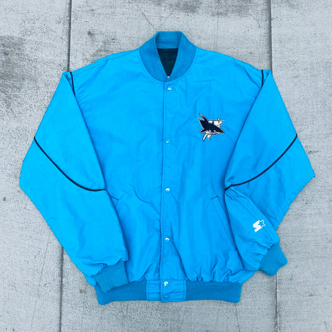 San Jose Sharks: 1991 Satin Center Ice Starter Bomber Jacket (XL