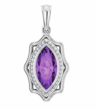 Load image into Gallery viewer, A pendant color gem, amethyst &amp; diamonds birthstone
