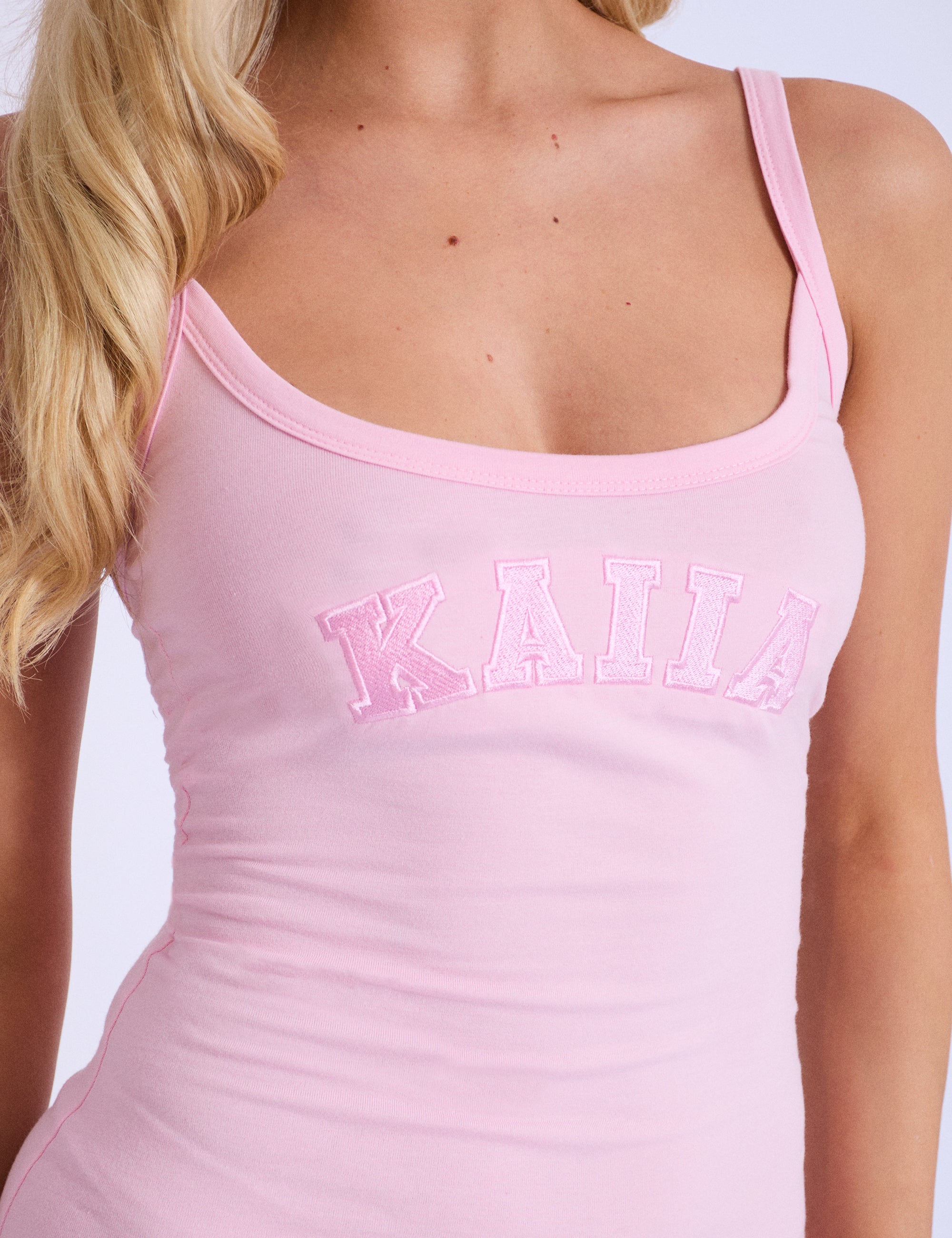 Kaiia Logo Mini Cami Dress Baby Pink