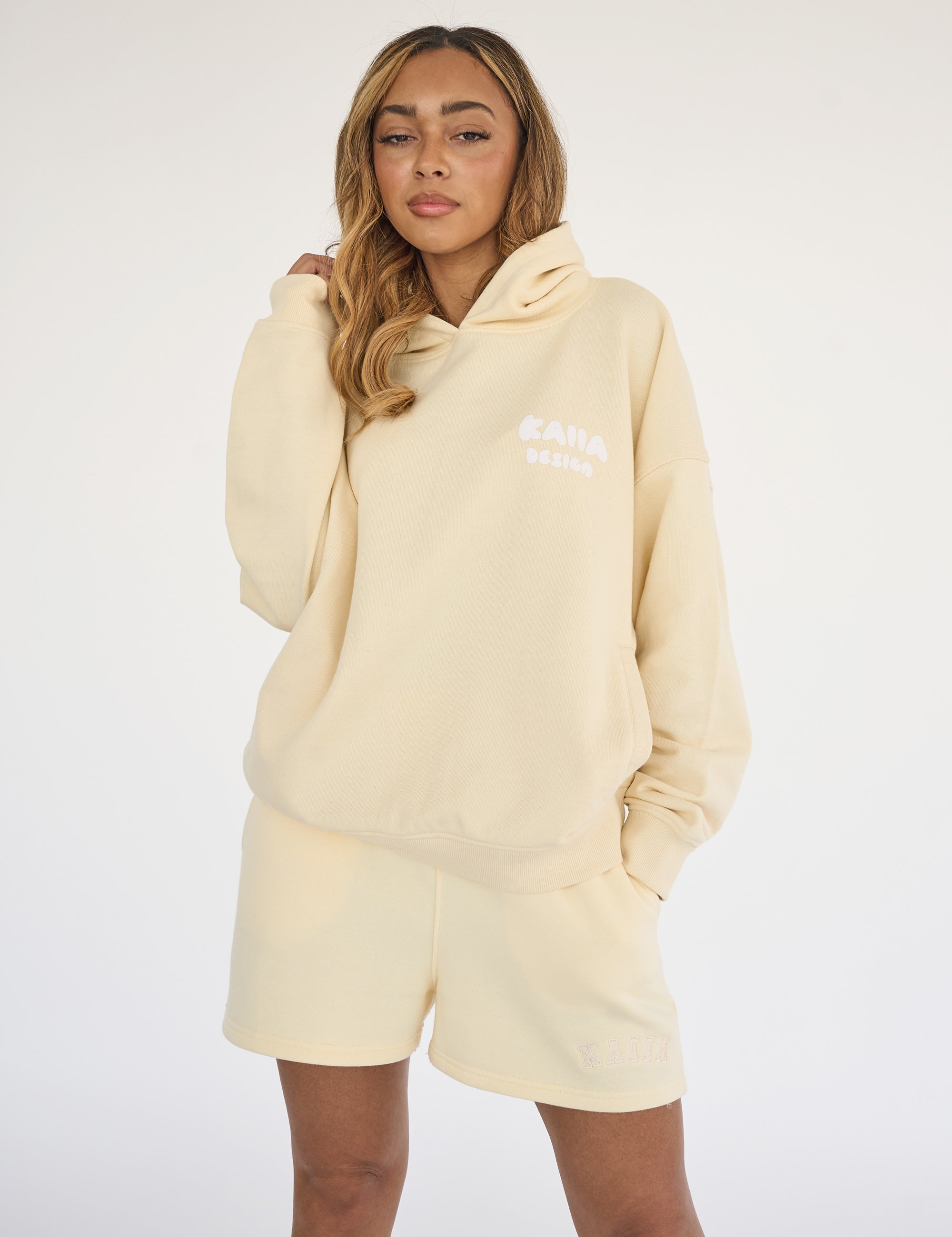 Kaiia Design Bubble Logo Oversized Hoodie Lemon