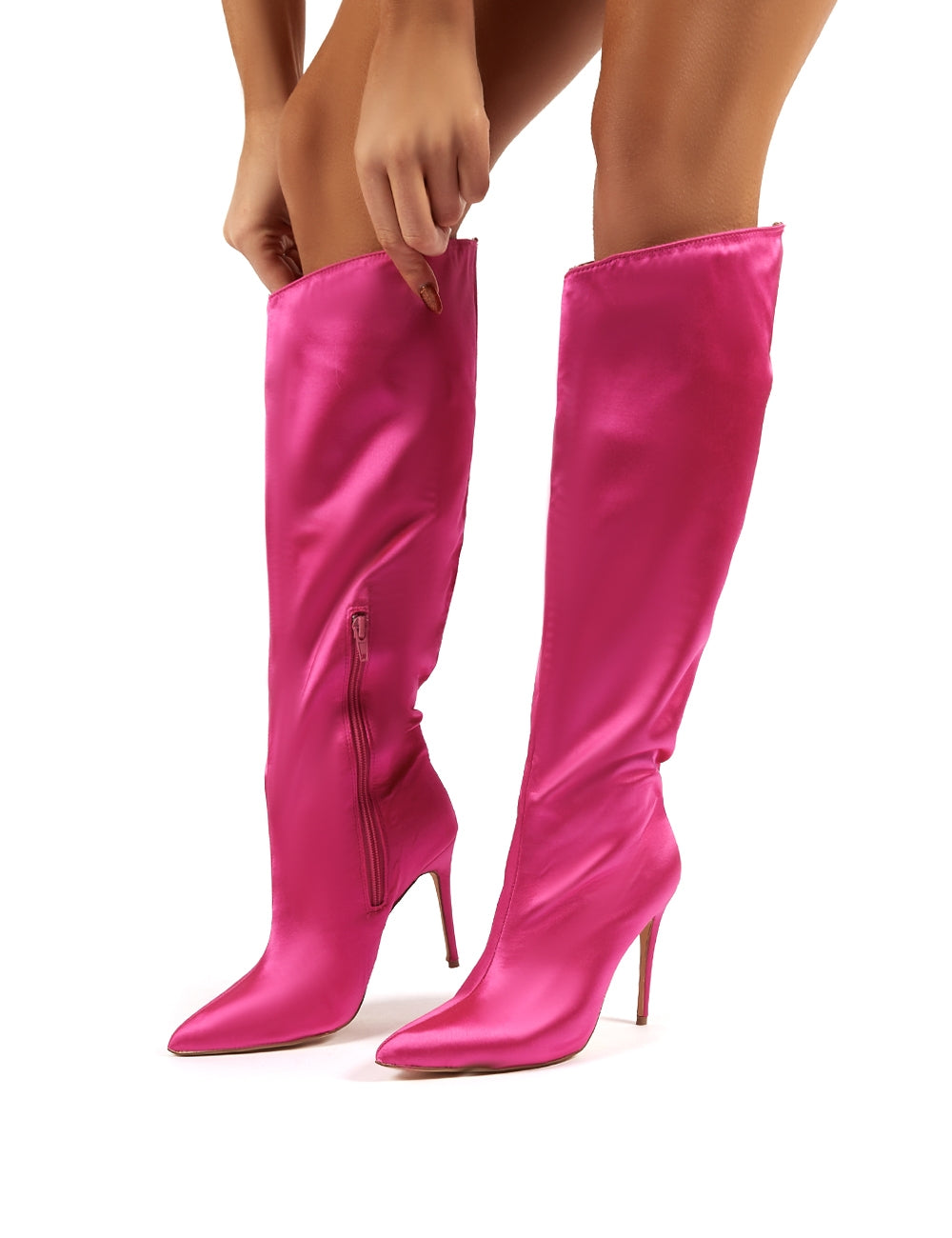 hot pink knee high boots
