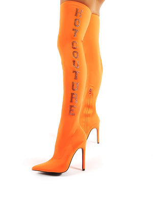 neon knee high boots