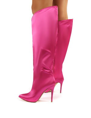 hot pink heeled boots