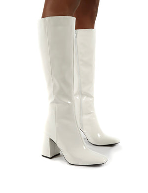 white block heel boots