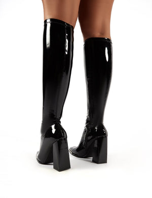 wide fit heeled knee high boots