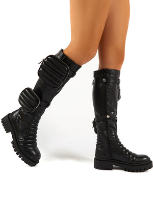 knee high black boots wide fit