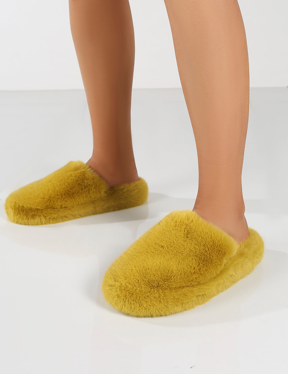 Baloo Mustard Faux Fur Fluffy Slipper