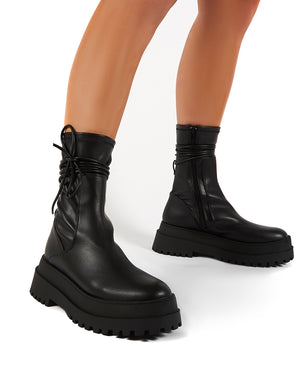 black ankle chunky boots