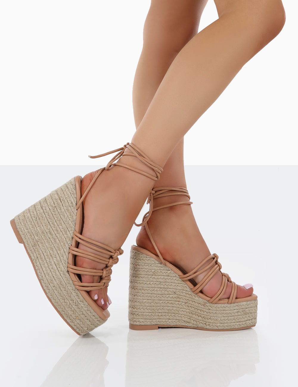 Chakkra Nude PU High Heeled Sandal Espadrilles Wedges