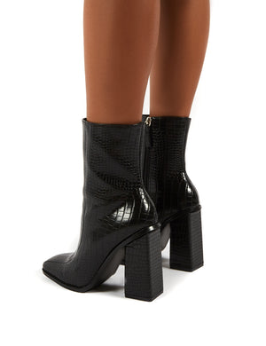 croc heeled ankle boots