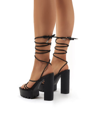 cheap black lace up heels