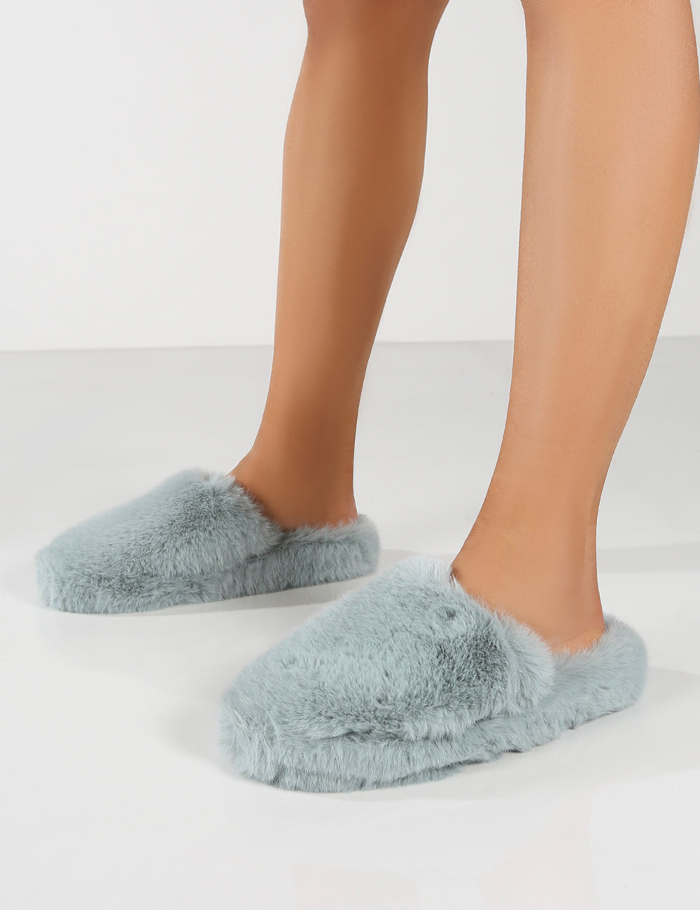 Baloo Light Blue Faux Fur Fluffy Slipper