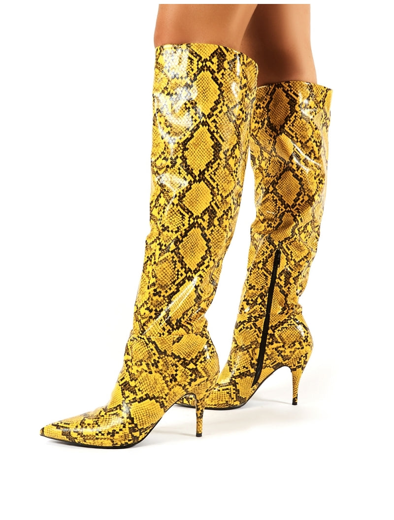 yellow snakeskin boots