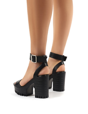 Avenue Black Cleated Sole Platform 