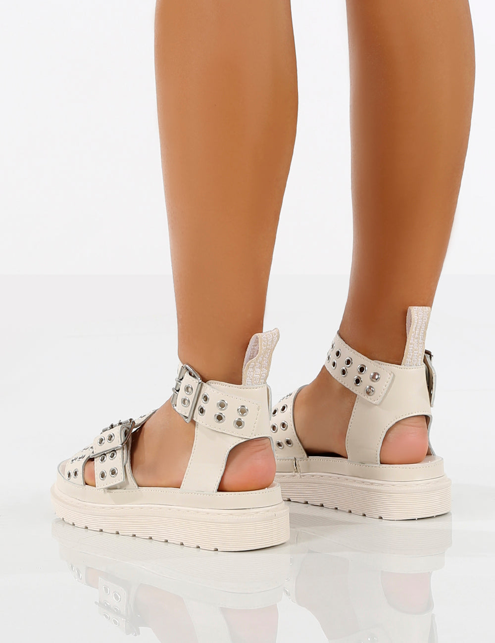 Hype Beige Chunky Studded Sandals