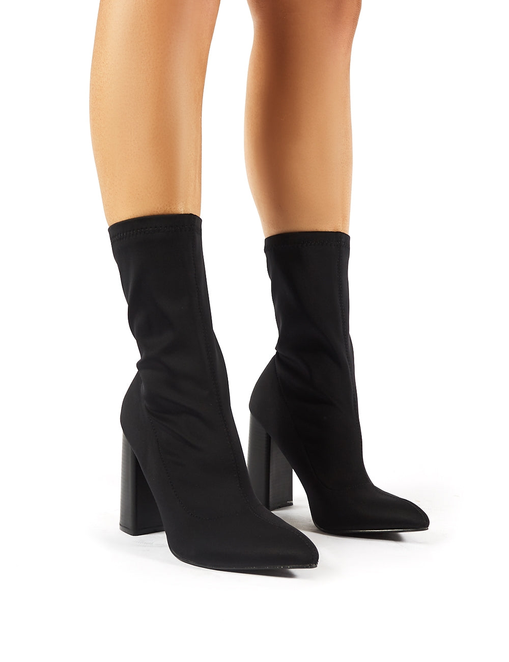 black high heel lycra sock boots