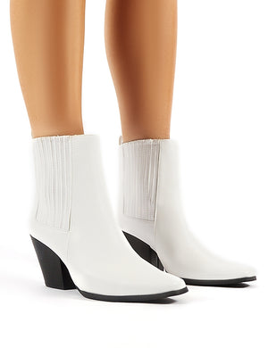 white block heel ankle boots