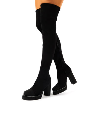 over the knee platform heel boots