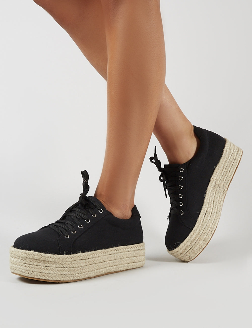 flatform black trainers