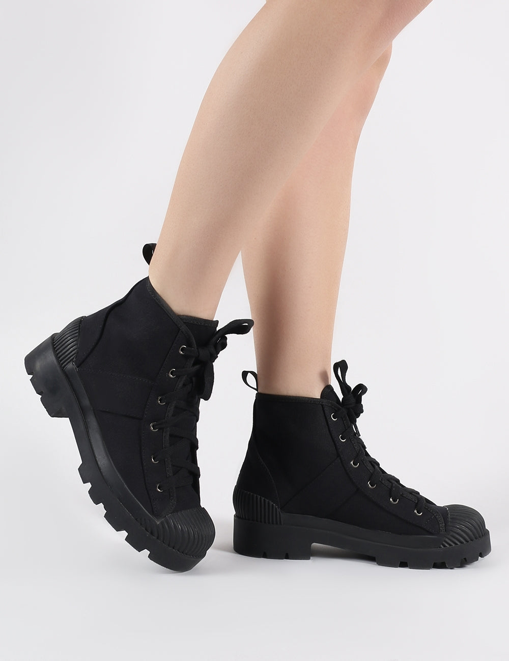 Greenland Ankle Boots in Black Canvas