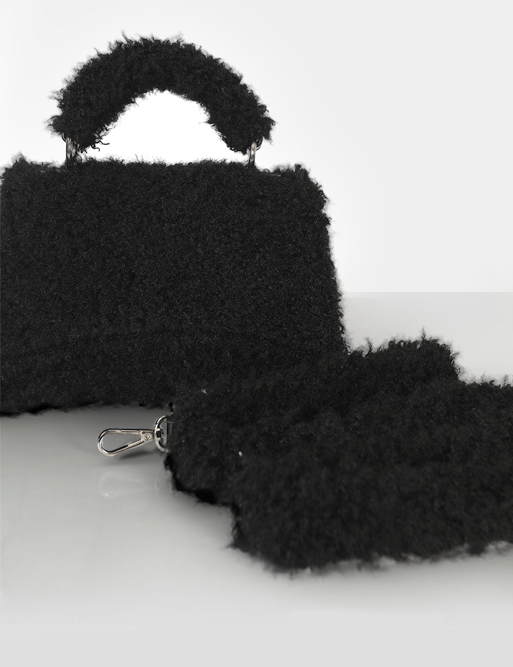 Central Black Teddy Shoulder Handbag