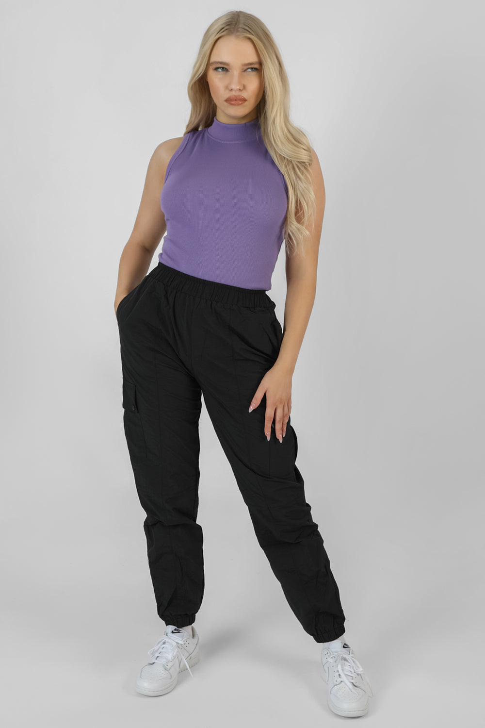 High Neck Rib Bodysuit Violet