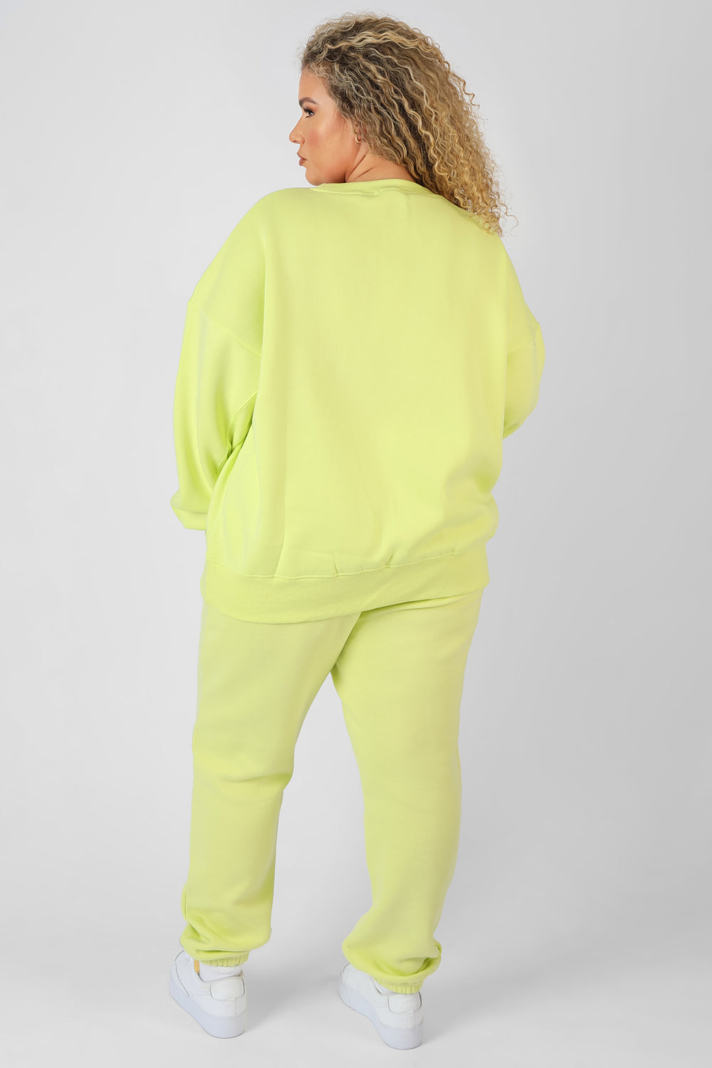 Curve Text Detail Oversized Sweat Lime