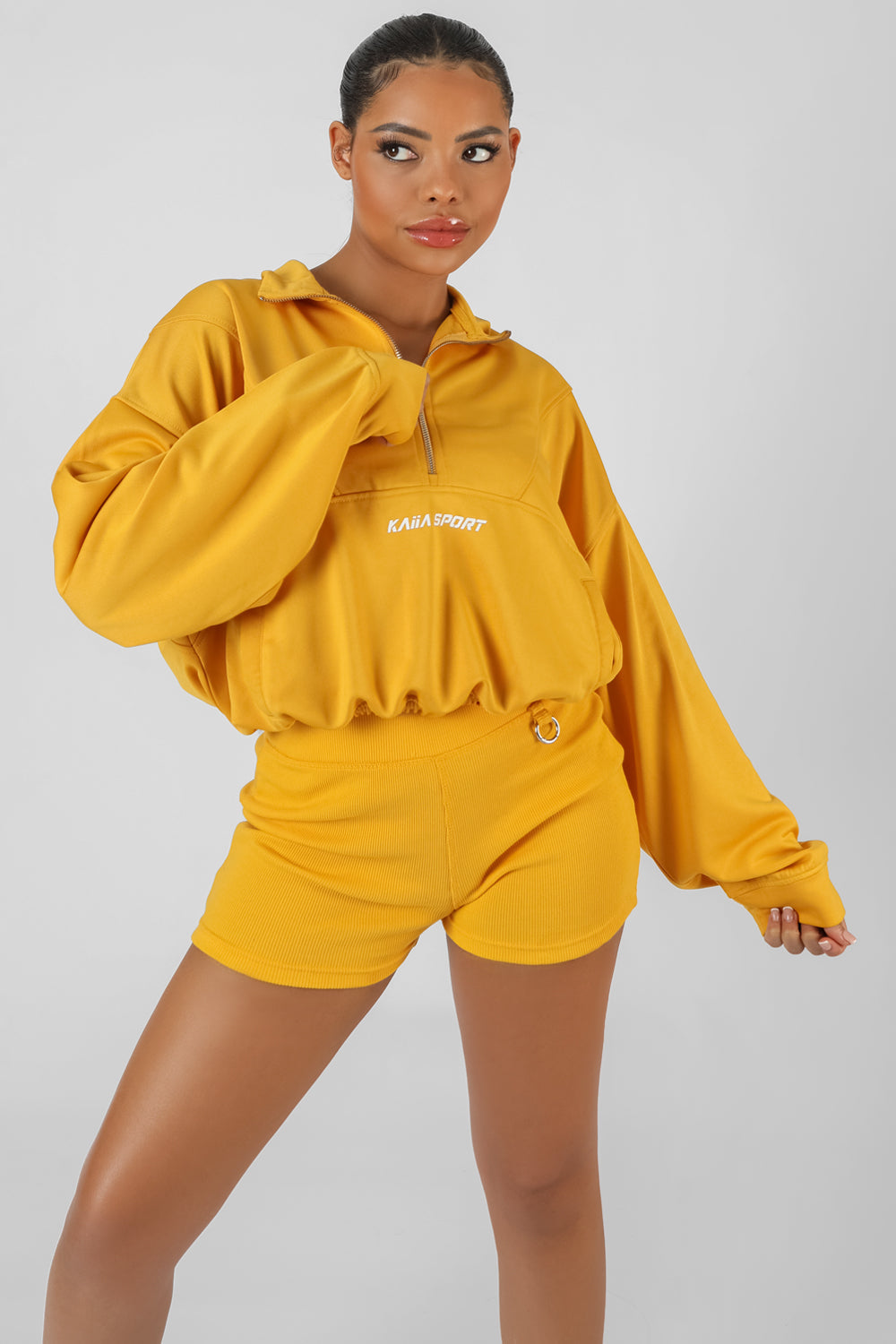 Half Zip Pullover Gathered Kaiia Sport Crop Top Mango