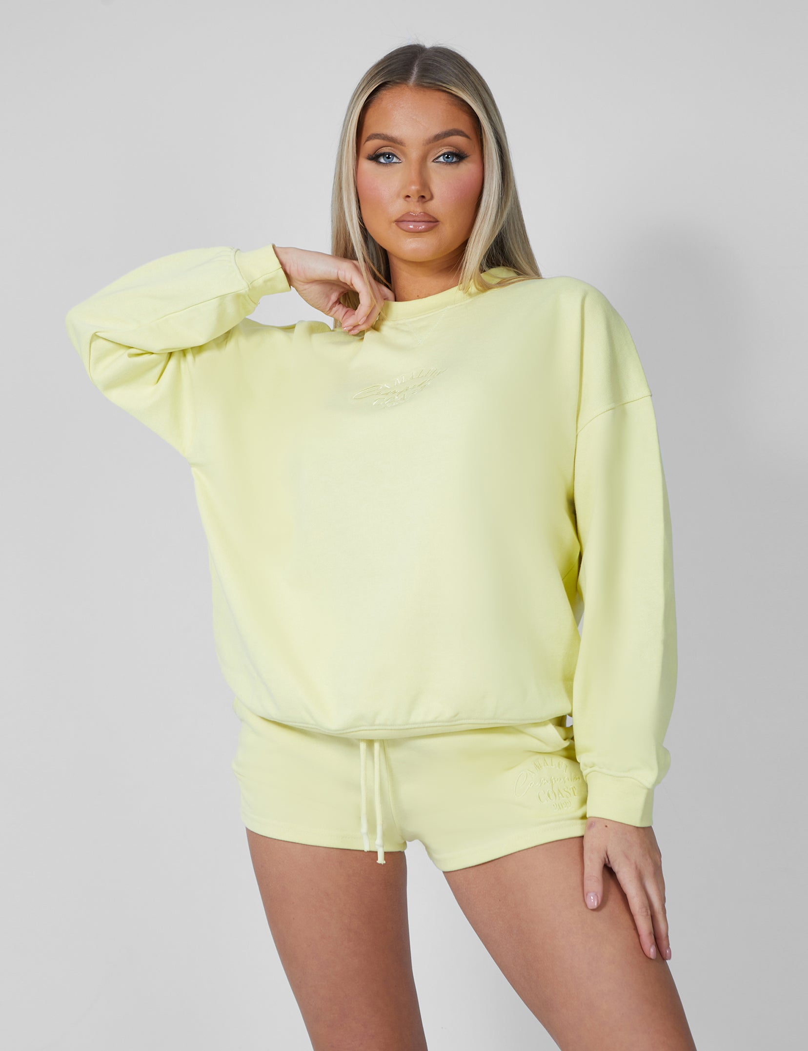 Amalfi Coast Embroidered Oversized Sweatshirt Lemon