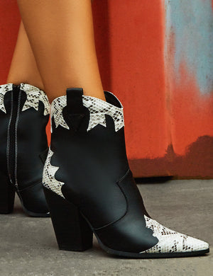 western heeled ankle boots