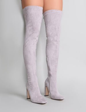 Knee Boots in Light Grey 