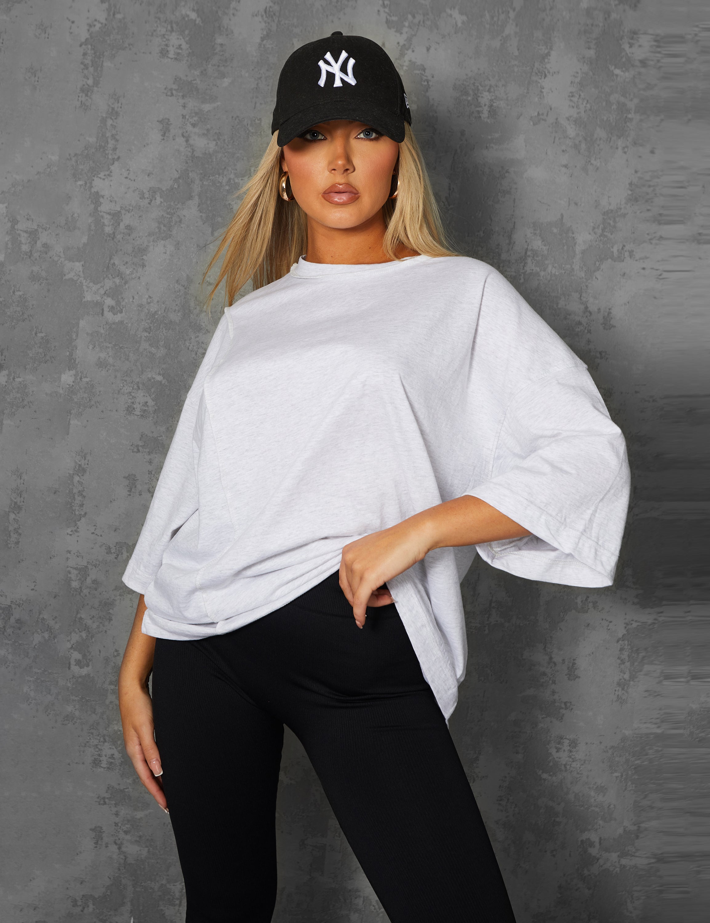 Exposed Seam Oversized T Shirt Oatmeal Marl