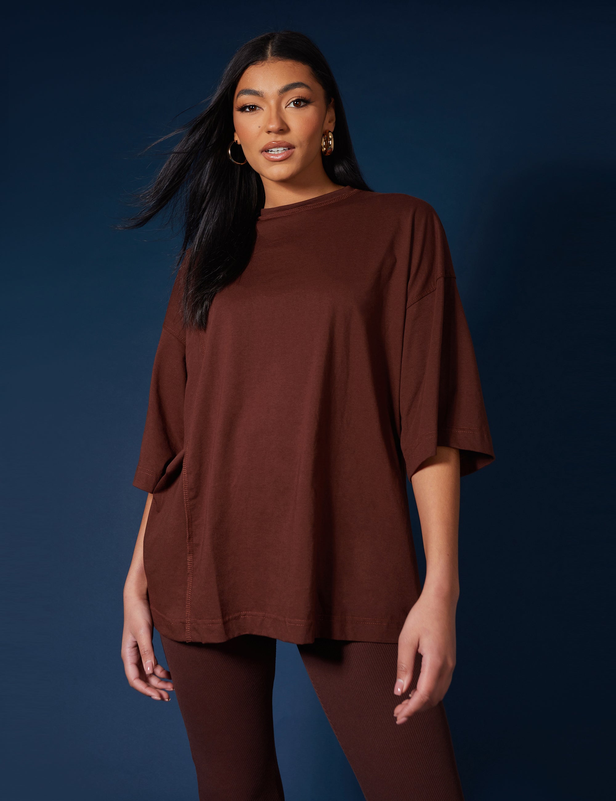 Exposed Seam Oversized T Shirt Coffee