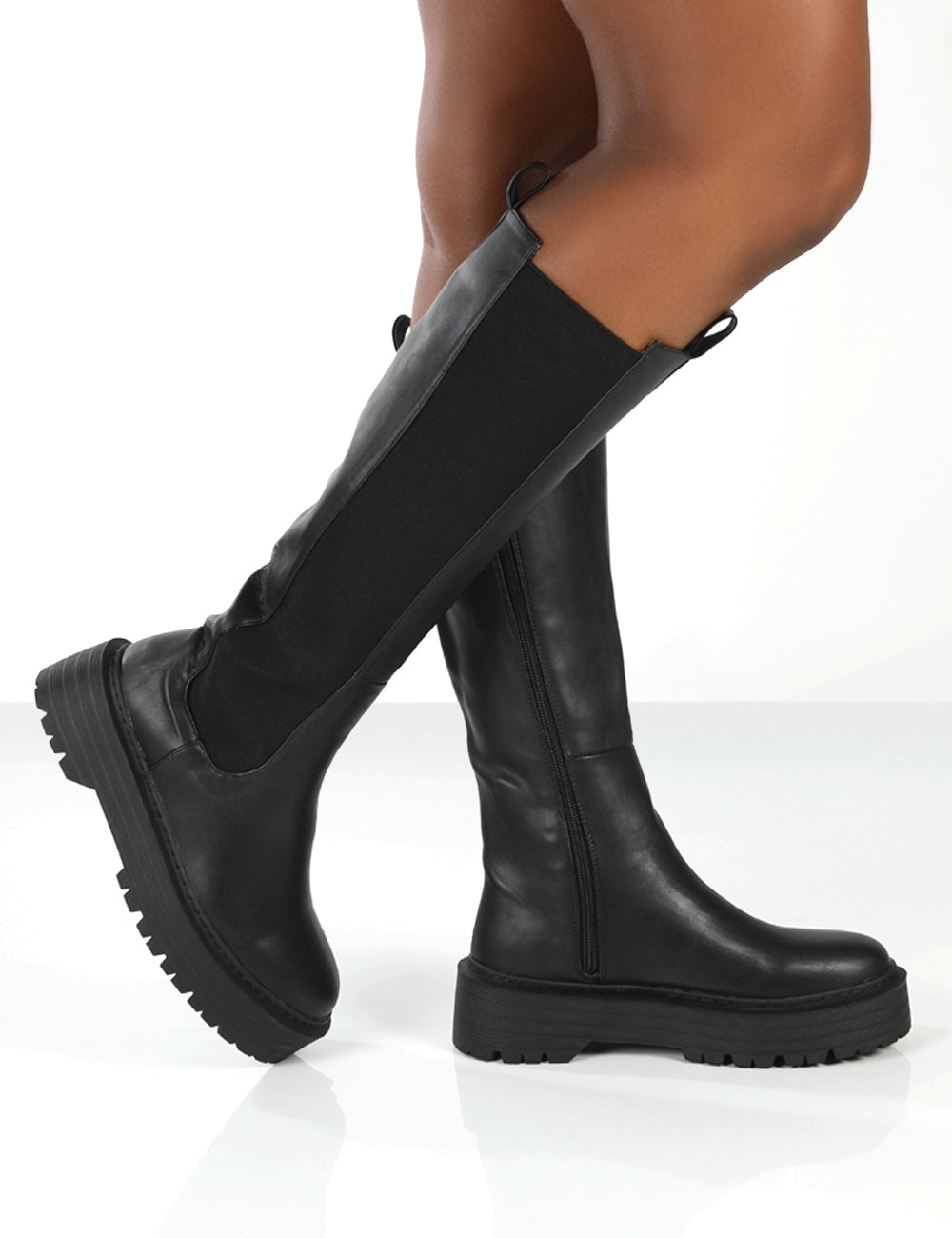 Andi Black Knee high Chunky Sole Boots