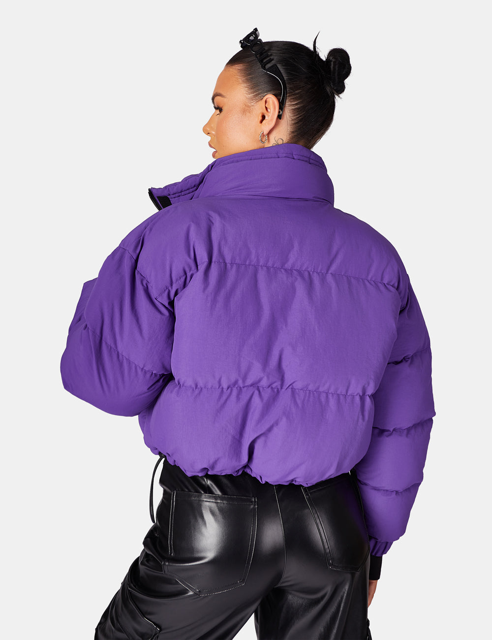 CROPPED POCKET DETAIL PUFFER PURPLE