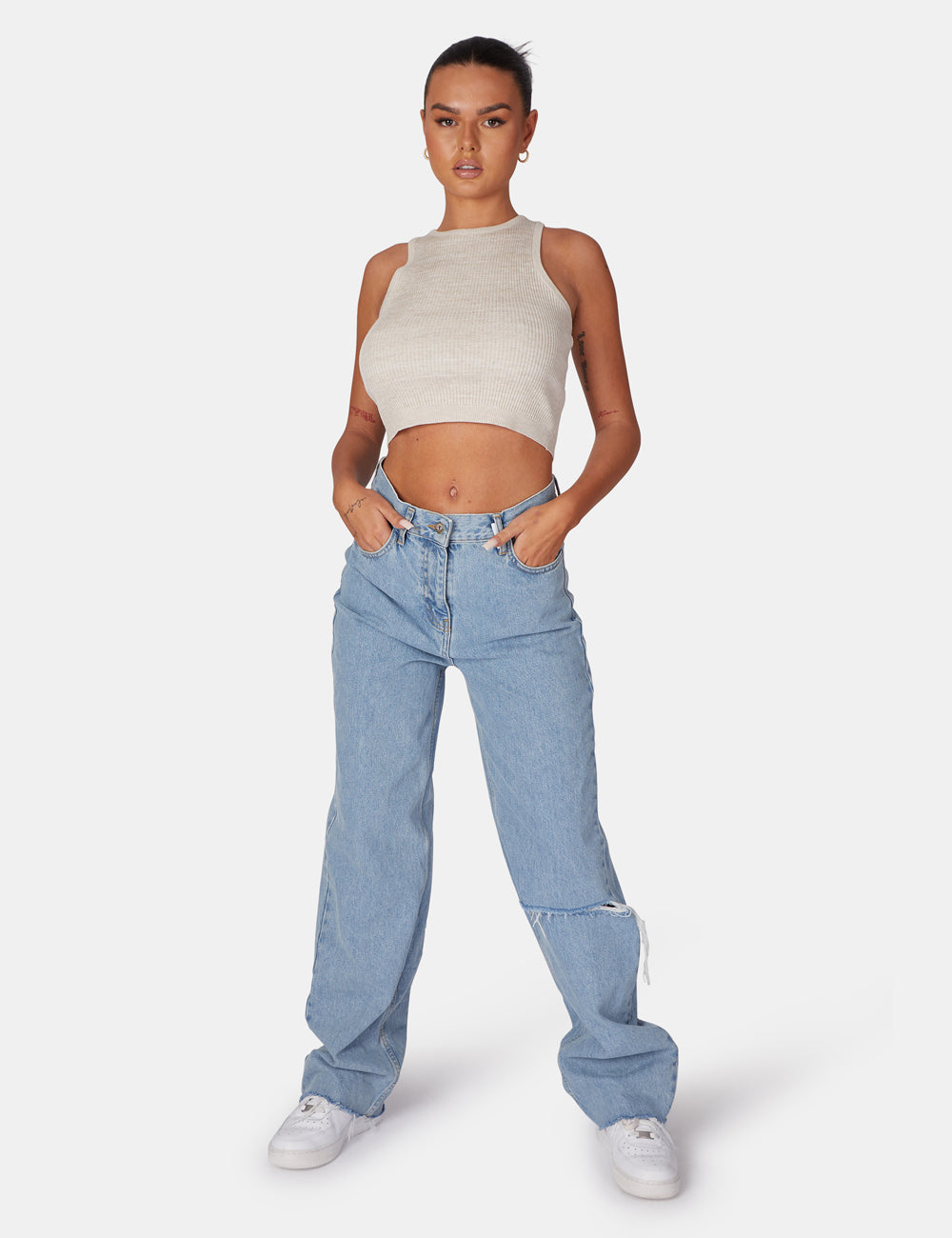 Extreme Racer Knitted Crop Oatmeal