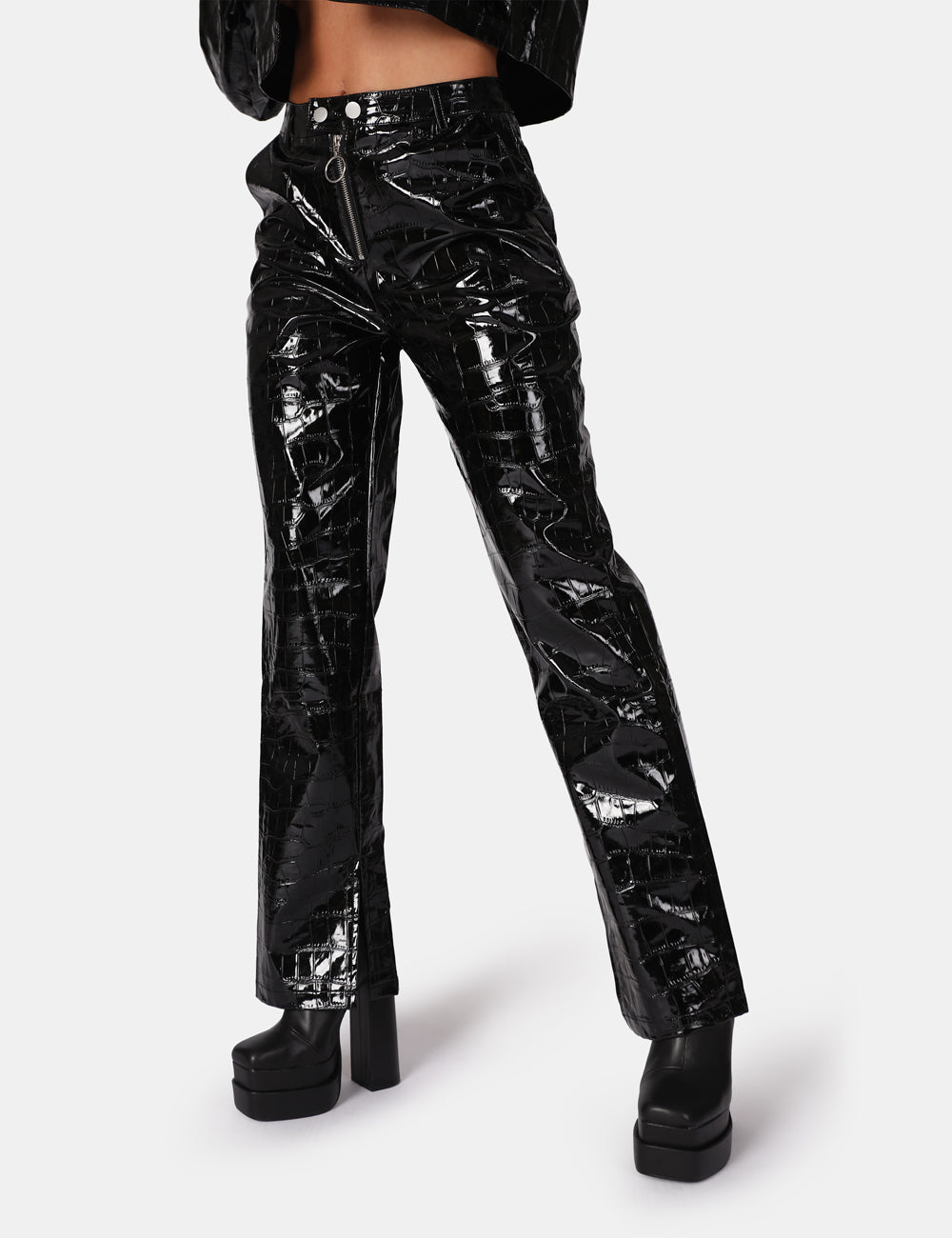 Croc Vinyl Trousers Black