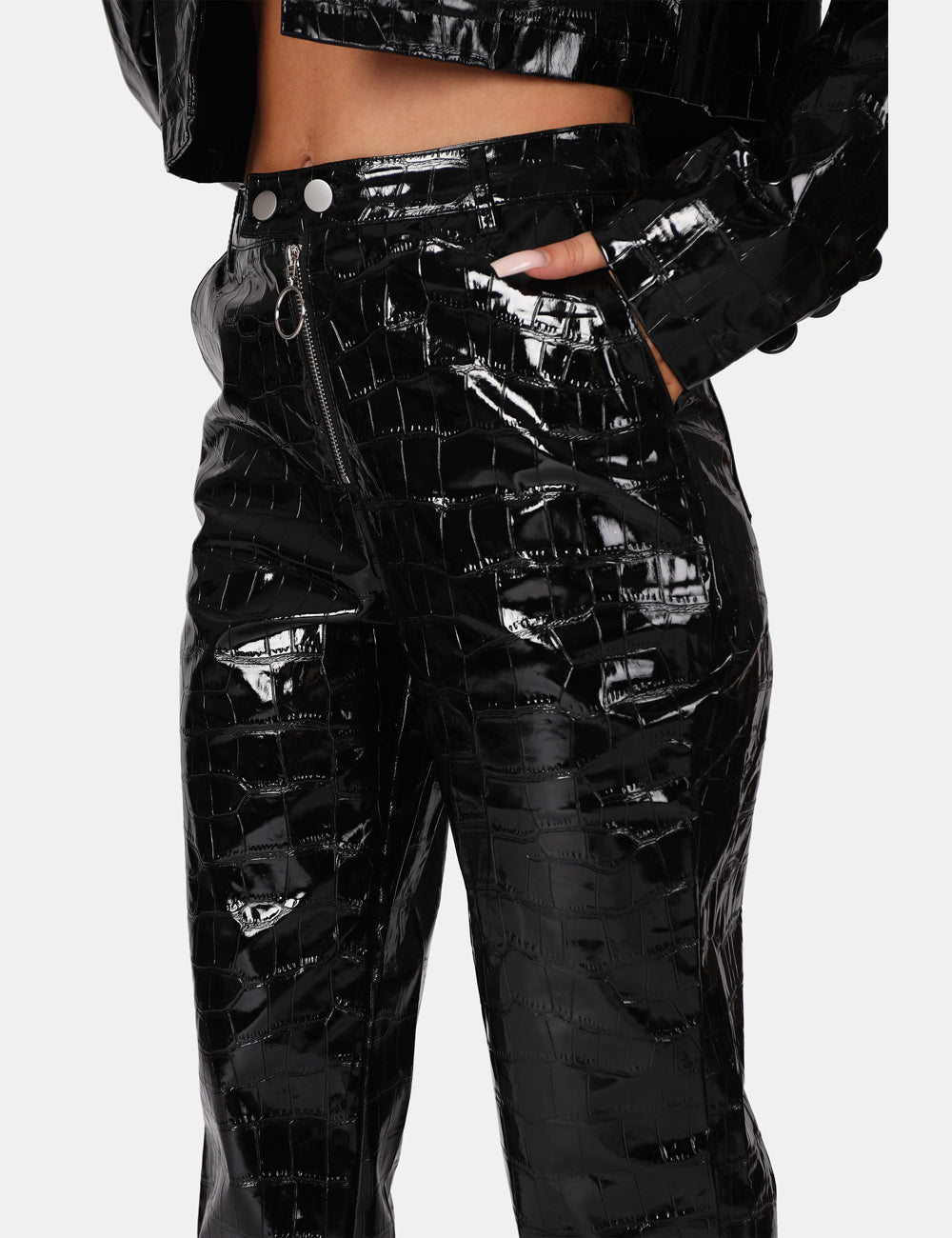 Croc Vinyl Trousers Black