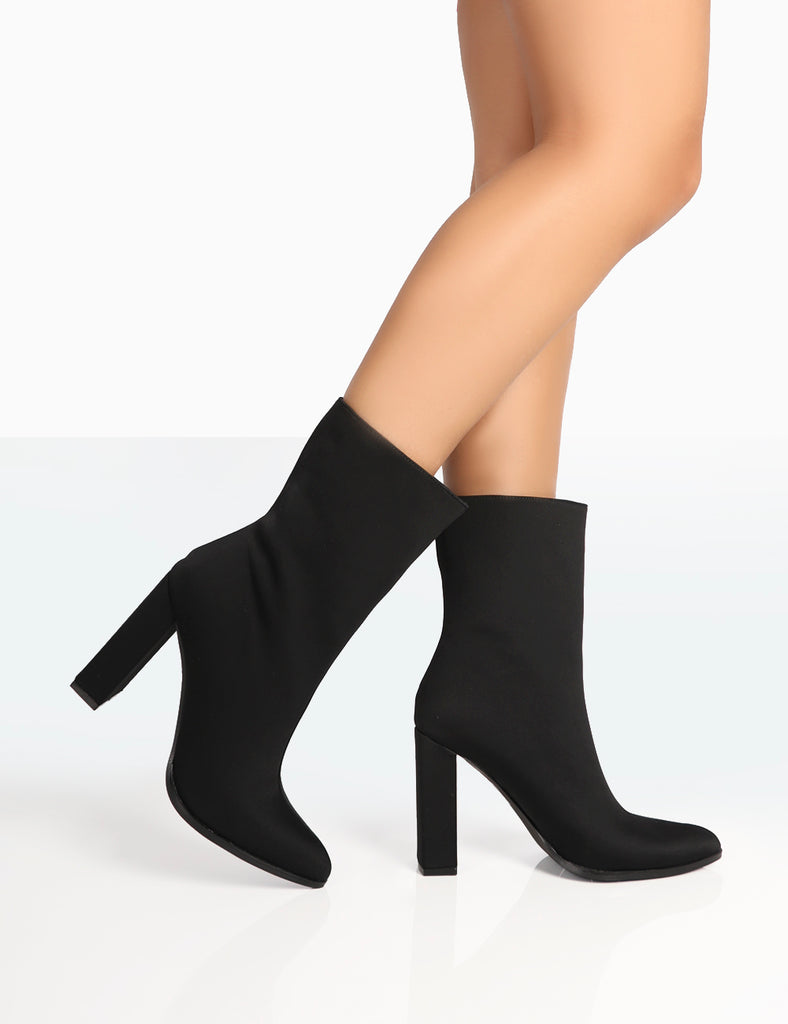 Bridget Black Block Heel Ankle Boots | Public Desire